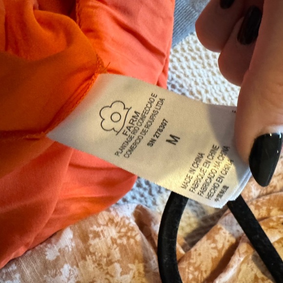 Farm Rio x Anthropologie One Shoulder Jumpsuit Satin Feel Orange Size Medium EUC - Picture 10 of 10